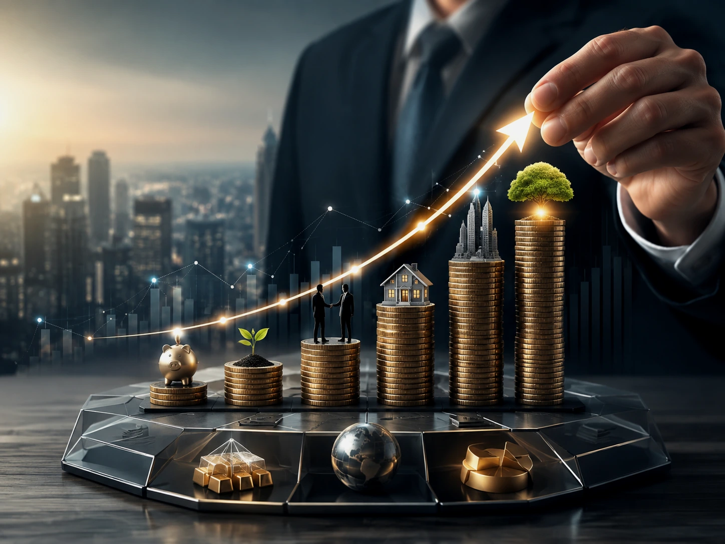 Illustration de croissance, diversification et investissement